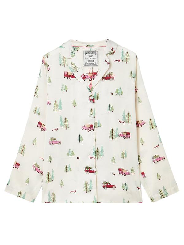 Joules Women's Bonnie Satin Pyjama Set - Cream/Land Rover Image 6