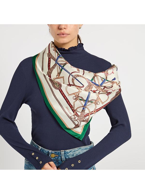 Joules Women's Bloomfield Silk Scarf - Cream Image 2