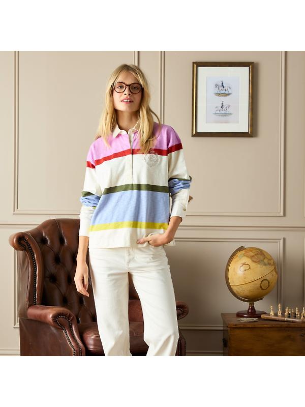 Joules Women's Lara Boxy Fit Rugby Shirt - Multi Image 3