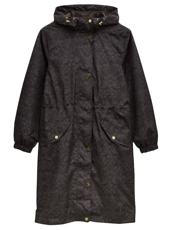 Joules Women's Holkham Waterproof Packable Raincoat - Black Floral Product Image