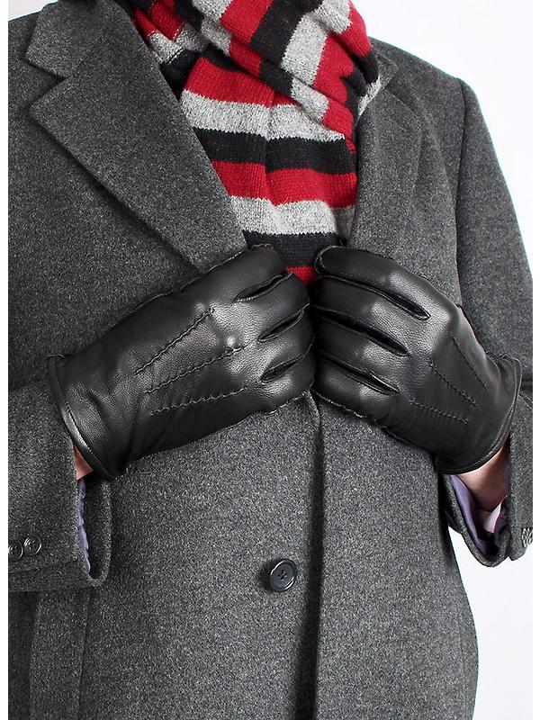 Dents Men's Dilton Three-Point Lined Leather Gloves - Black Image 2