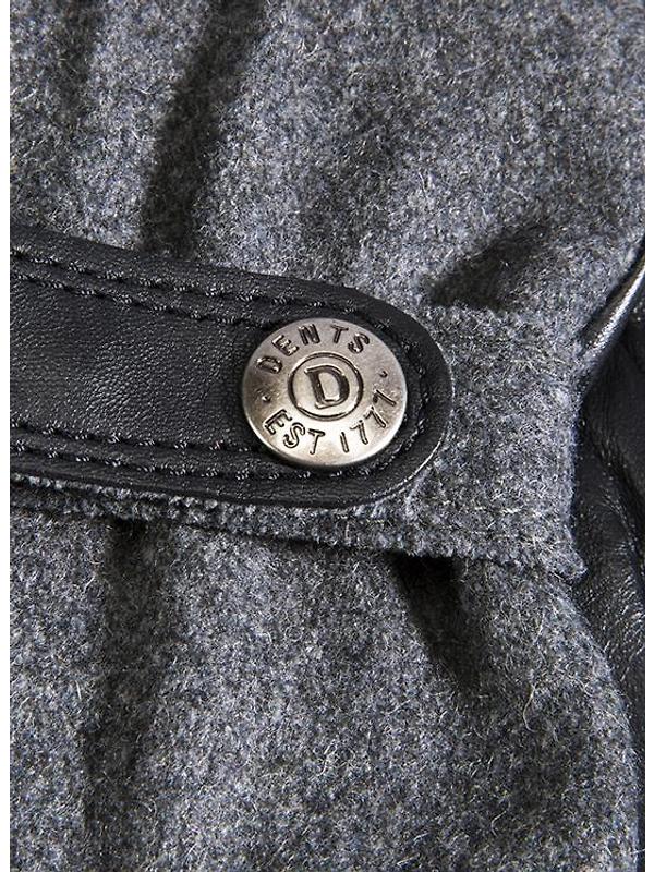 Dents Men's Guildford Three-Point Fleece-Lined Flannel and Leather Gloves - Charcoal/Black Image 3