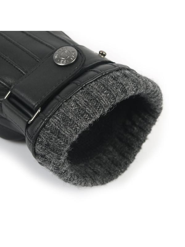 Dents Men’s Sherborne Touchscreen Wool Blend-Lined Leather Gloves - Black/Grey Image 11
