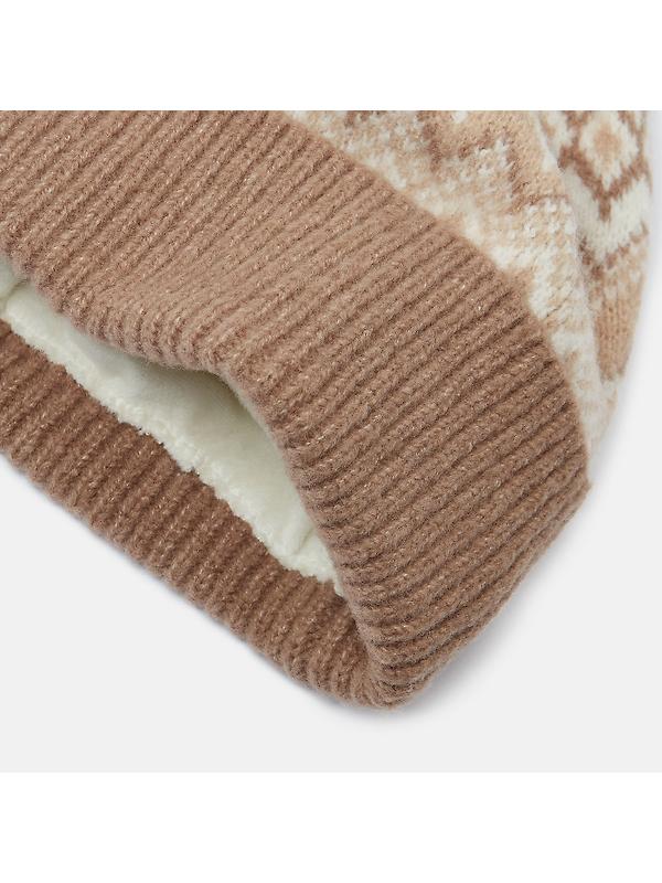 Joules Women's Kara Fairisle Bobble Beanie Hat - Neutral Image 5