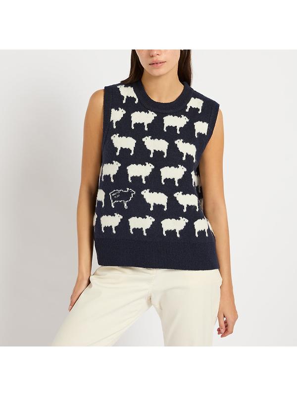 Joules Women's What The Flock Crew Neck Intarsia Knitted Vest - Navy Image 2