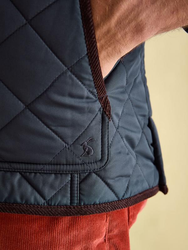 Joules Men's Maynard Diamond Quilted Gilet Gilet - Navy Image 8