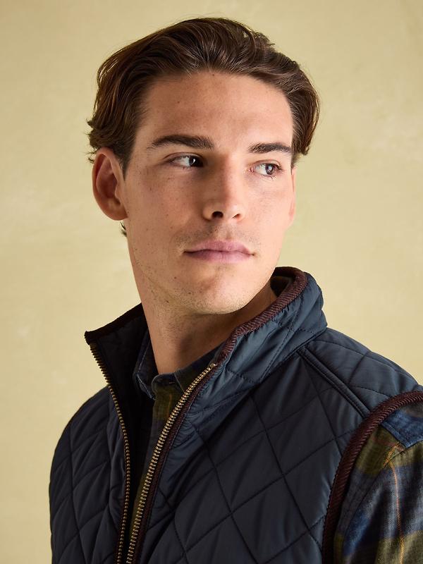 Joules Men's Maynard Diamond Quilted Gilet Gilet - Navy Image 9