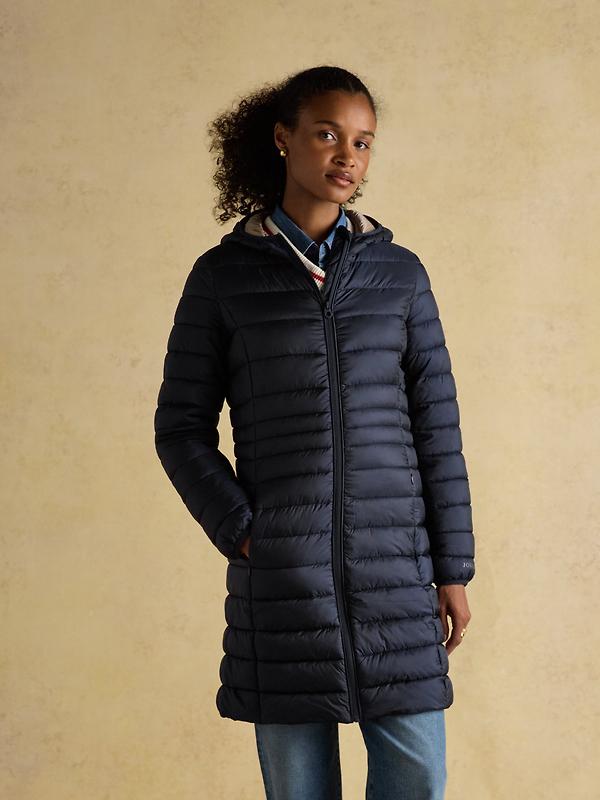 Joules Women's Kenley Long Showerproof Padded Coat - Navy Image 2