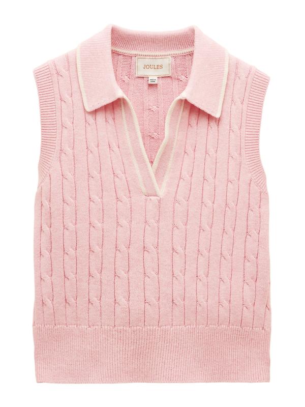 Joules Women's Janey Collar Cable Knit Tank - Pink Product Image