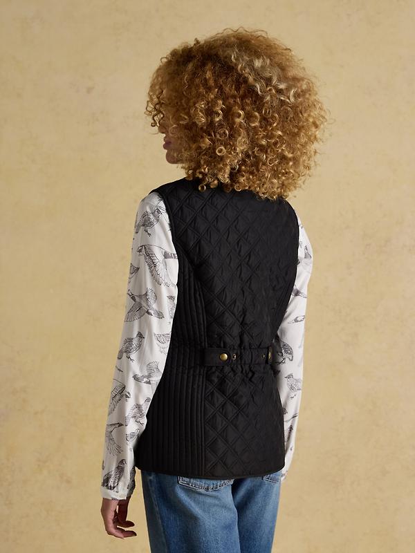 Joules Women's Minx Showerproof Diamond Quilted Gilet - Black Image 3
