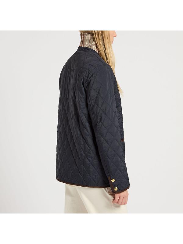 Joules Women's Quinn Showerproof Diamond Quilted Coat - Navy Image 8