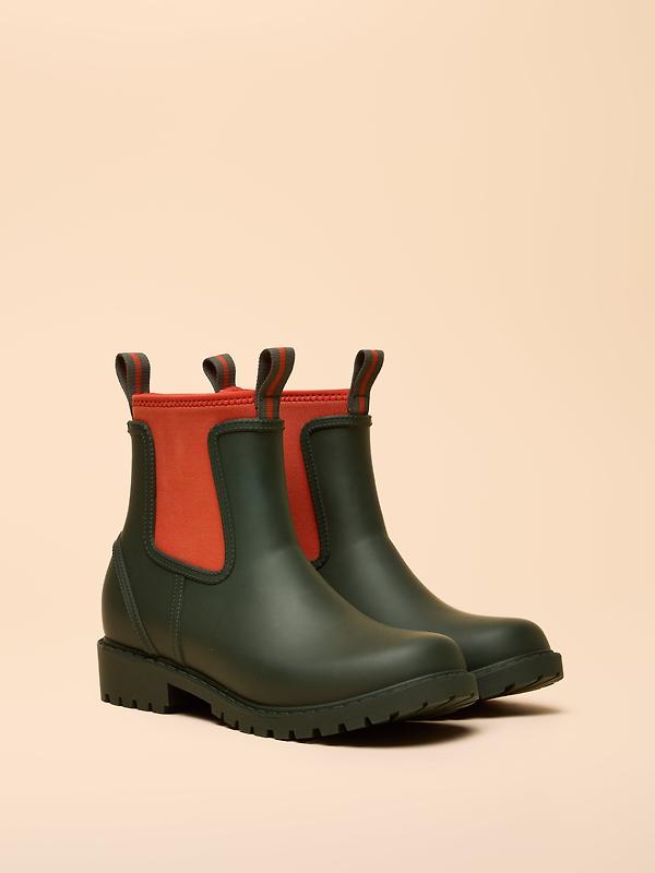 Joules Women's Oakfield Colour Block Short Neoprene-Lined Wellies - Green Image 2