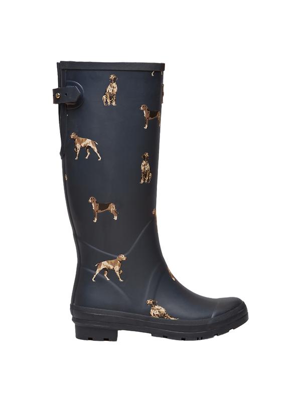 Joules Women's Adjustable Tall Printed Wellies - Navy Dog Image 1