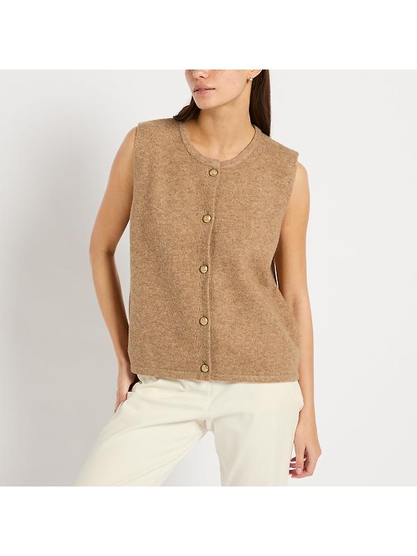 Joules Women's Holly Knitted Button Vest - Camel Image 2