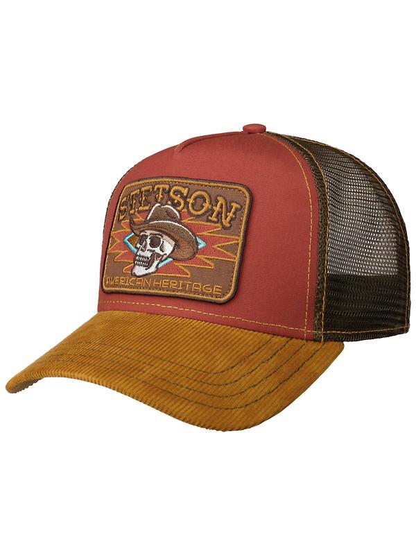Stetson Cowboy Skull Trucker Cap - Red Image 1