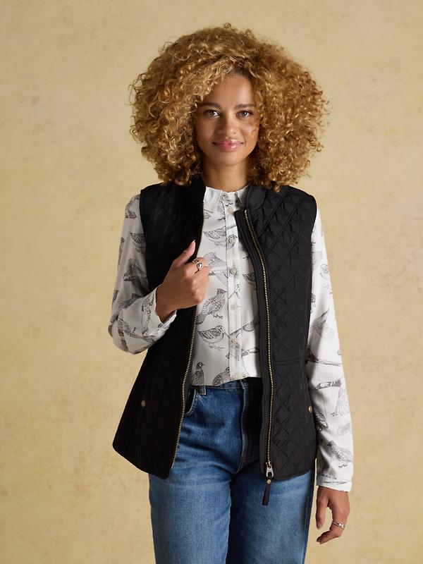 Joules Women's Minx Showerproof Diamond Quilted Gilet - Black Image 6