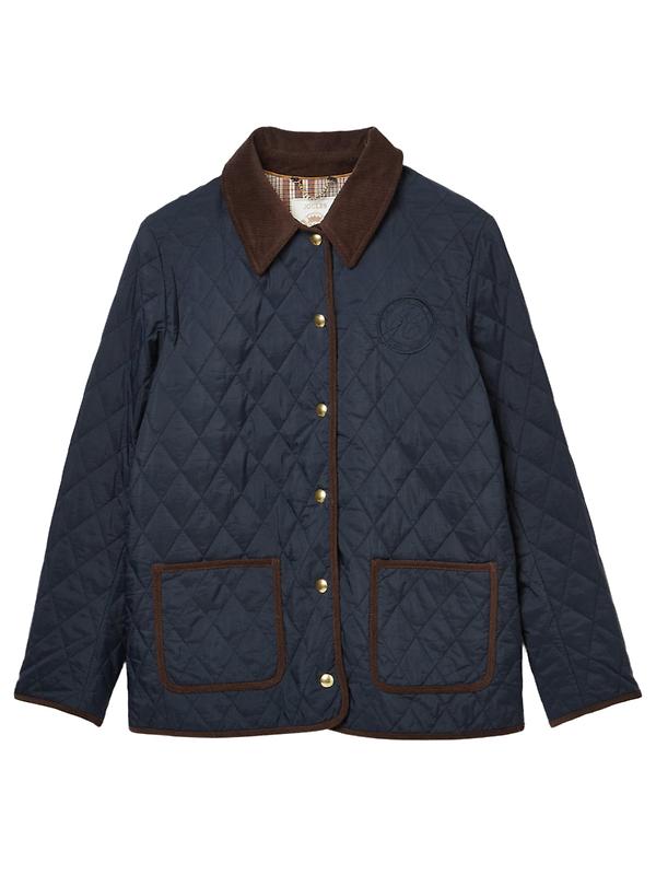 Joules Women's Quinn Showerproof Diamond Quilted Coat - Navy Image 1