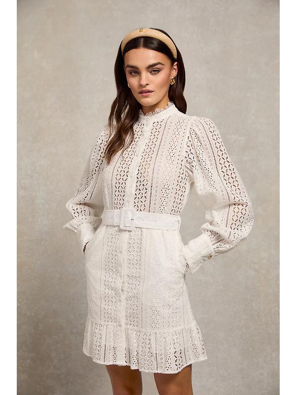 Holland Cooper Women's Collarless Broderie Mini Dress - White Image 2