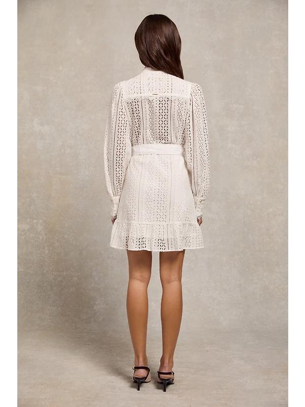 Holland Cooper Women's Collarless Broderie Mini Dress - White Image 5