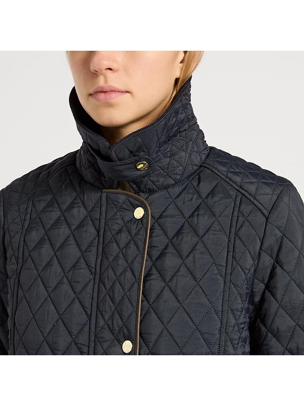 Joules Women's Rosewell Long Showerproof Longline Quilted Coat - Navy Image 3