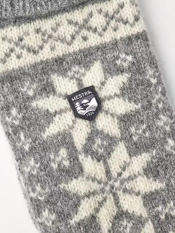 Hestra Isvik Knitted Mittens - Grey/Offwhite Image 2