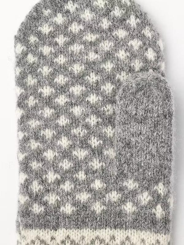 Hestra Isvik Knitted Mittens - Grey/Offwhite Image 3