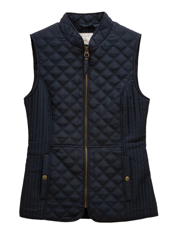 Joules Women's Minx Showerproof Diamond Quilted Gilet - Navy Blue Image 1