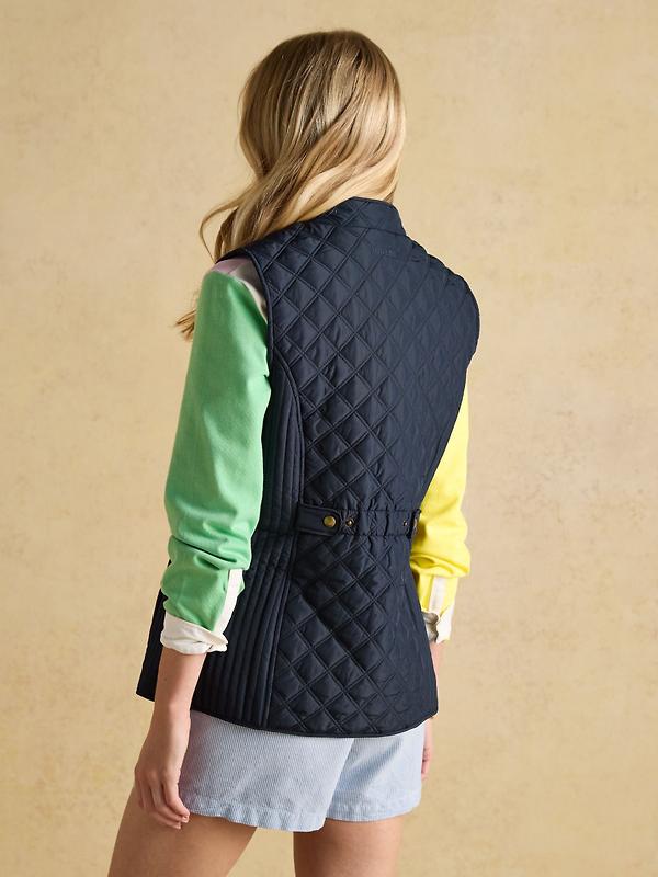Joules Women's Minx Showerproof Diamond Quilted Gilet - Navy Blue Image 4