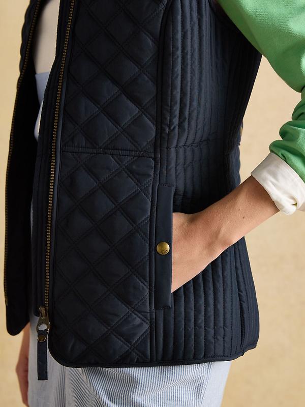 Joules Women's Minx Showerproof Diamond Quilted Gilet - Navy Blue Image 9