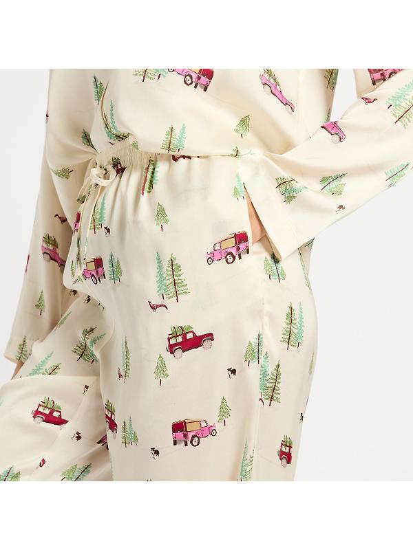 Joules Women's Bonnie Satin Pyjama Set - Cream/Land Rover Image 5