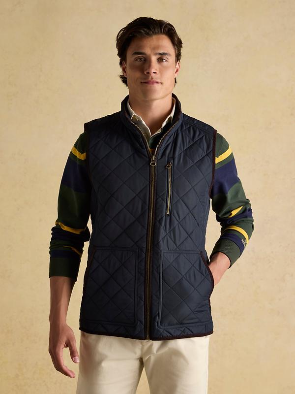Joules Men's Maynard Diamond Quilted Gilet Gilet - Navy Image 2