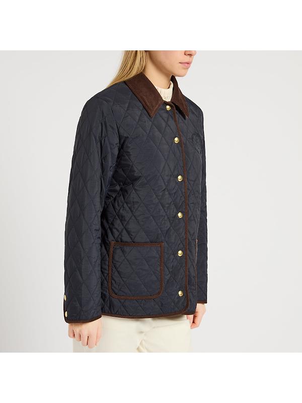 Joules Women's Quinn Showerproof Diamond Quilted Coat - Navy Image 5