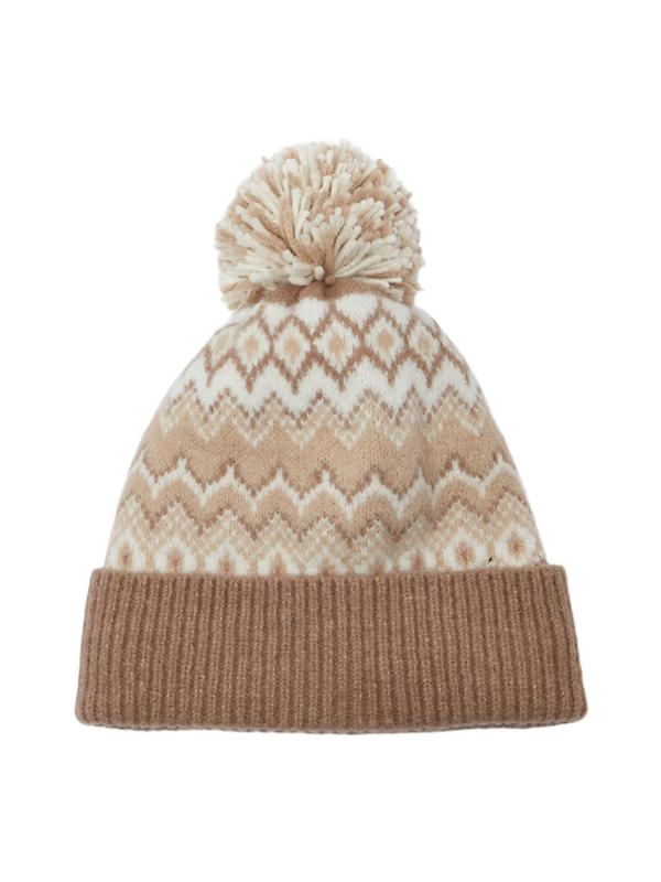 Joules Women's Kara Fairisle Bobble Beanie Hat - Neutral Image 1