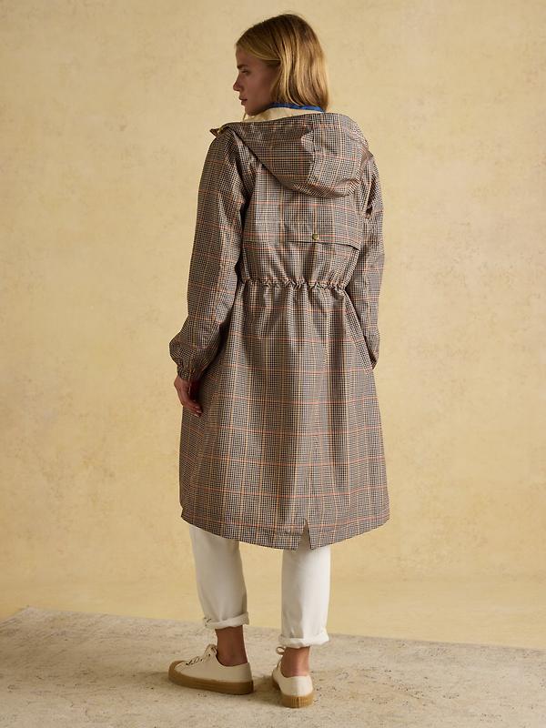 Joules Women's Holkham Waterproof Packable Hooded Raincoat - Henson Check Image 3