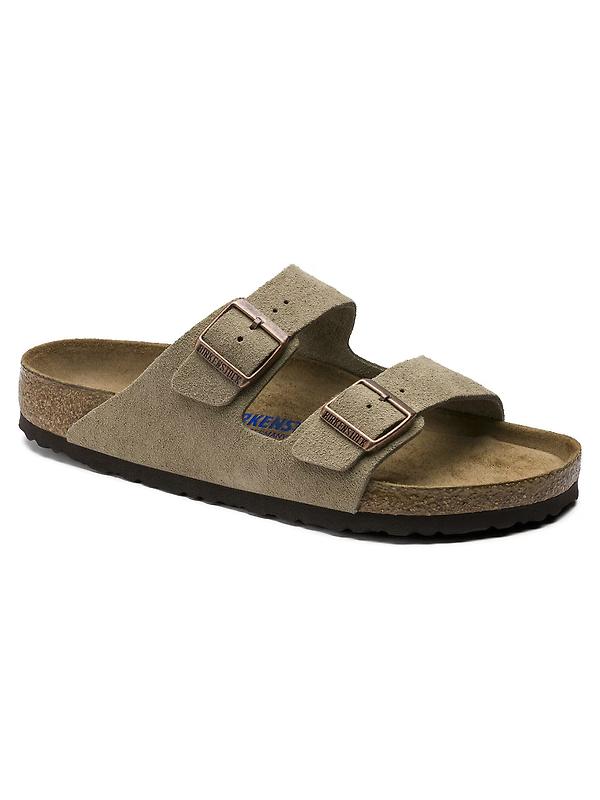 Birkenstock Unisex Arizona Soft Footbed Suede Leather Sandals - Taupe Product Image