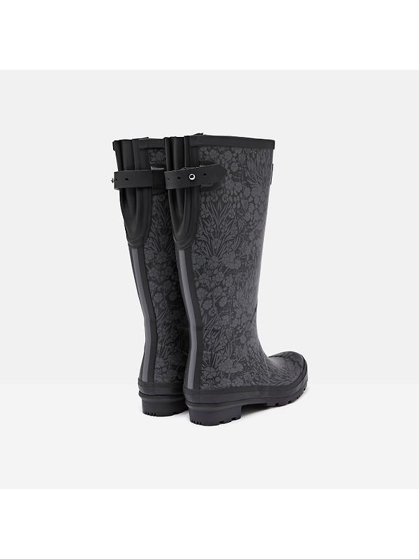 Joules Women's Adjustable Tall Printed Wellies - Black Floral Image 3