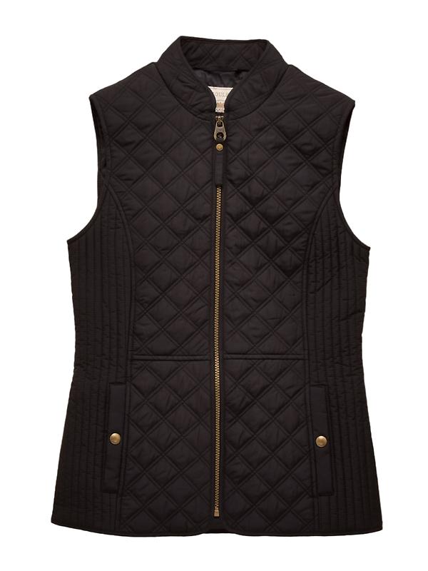 Joules Women's Minx Showerproof Diamond Quilted Gilet - Black Image 1
