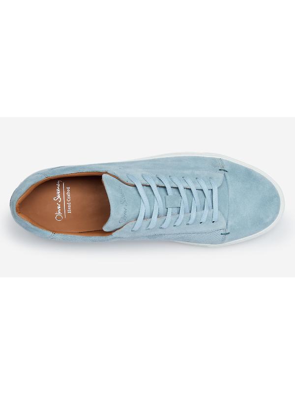 Oliver Sweeney Men's Almada Perforated Calf Suede Cupsole Trainers - Blue Image 4