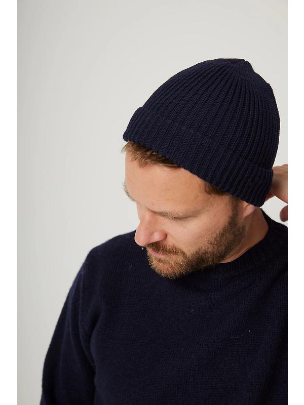 Peregrine Porter Ribbed Beanie - Navy Image 4