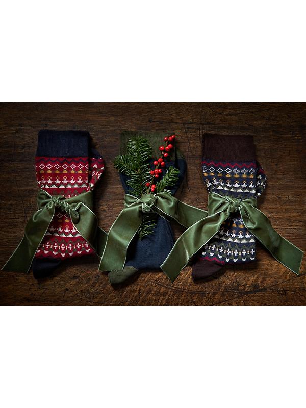 Barbour Men's Marlow Fair Isle 3 Pack Sock Gift Box - Olive Image 2