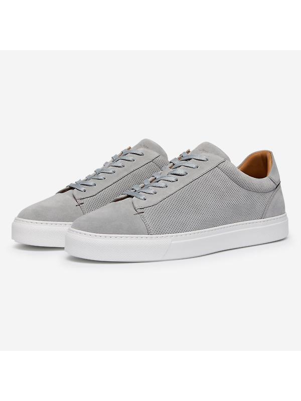 Oliver Sweeney Men's Almada Perforated Calf Suede Cupsole Trainers - Grey Suede Image 2
