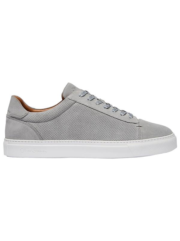 Oliver Sweeney Men's Almada Perforated Calf Suede Cupsole Trainers - Grey Suede Image 1