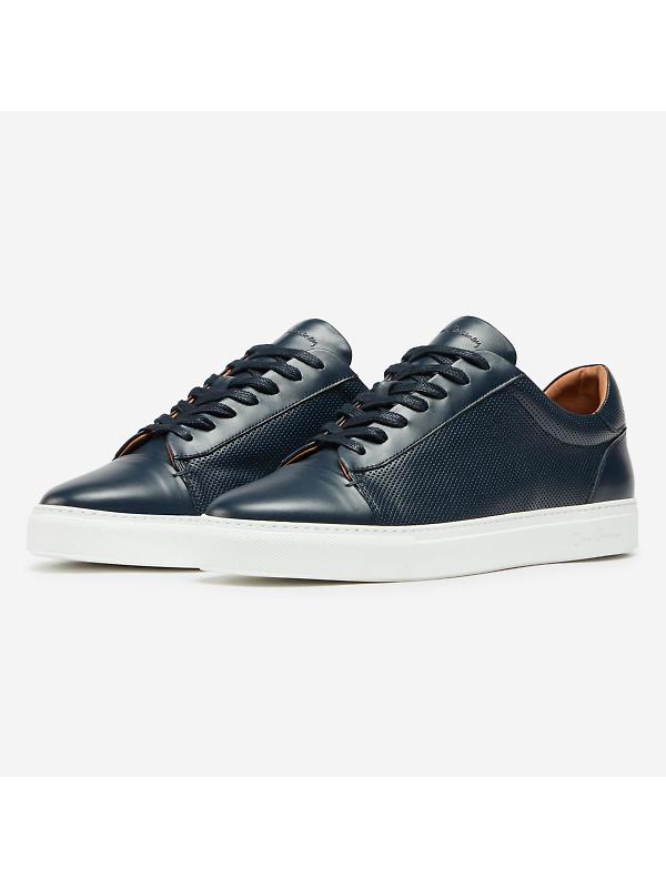 Oliver Sweeney Men's Almada Perforated Calf Leather Cupsole Trainers - Navy Image 3