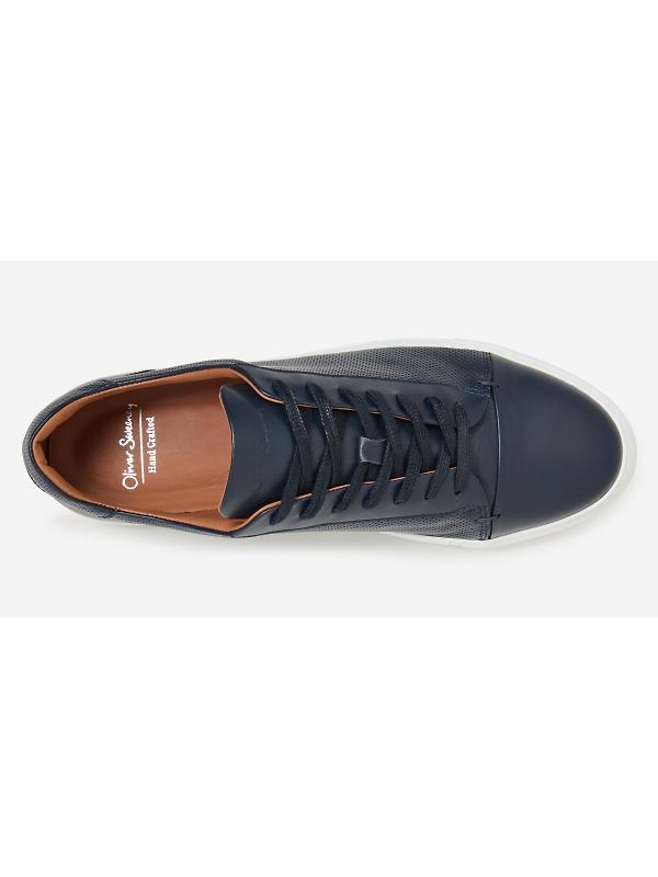 Oliver Sweeney Men's Almada Perforated Calf Leather Cupsole Trainers - Navy Image 5