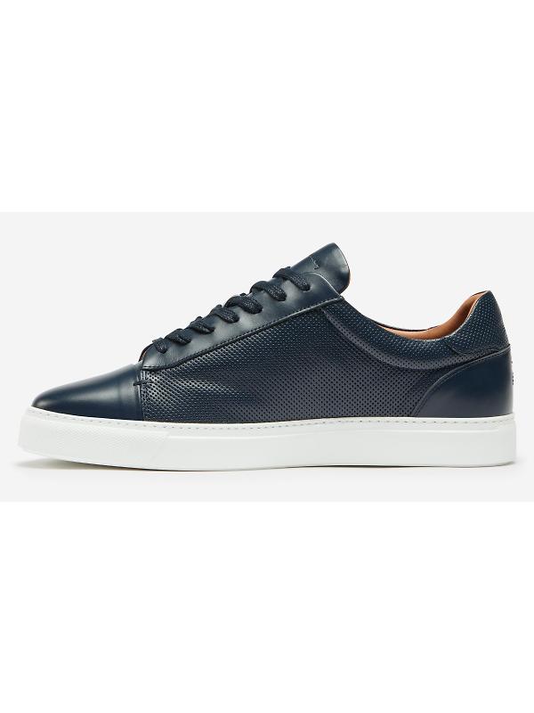 Oliver Sweeney Men's Almada Perforated Calf Leather Cupsole Trainers - Navy Image 6