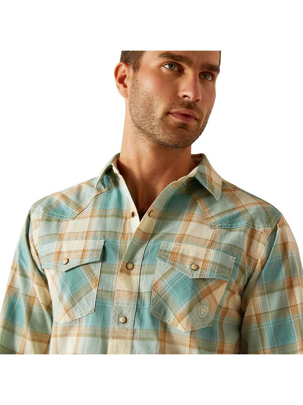 Ariat Men's Retro Long Sleeve Shirt - Turquoise Image 4