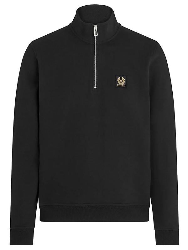 Product image of Belstaff Men's Cotton Fleece Quarter Zip Sweatshirt - Black