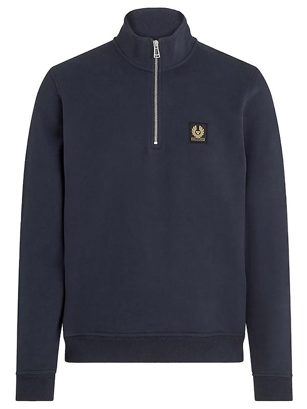 Product image of Belstaff Men's Cotton Fleece Quarter Zip Sweatshirt - Dark Ink