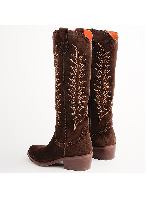 Penelope Chilvers Women's Blanca Suede Embroidered Boots - Bitter Chocolate Image 3