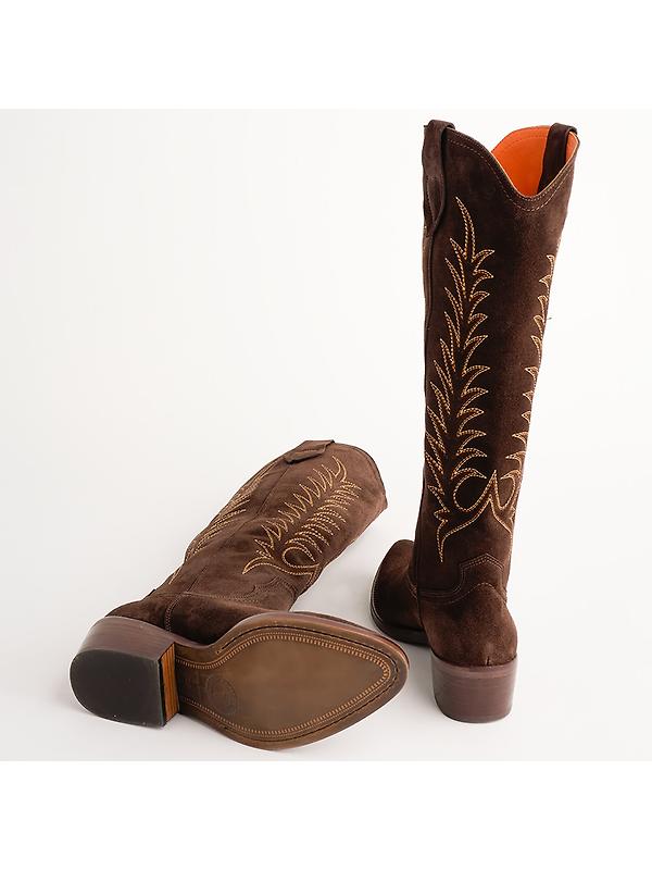 Penelope Chilvers Women's Blanca Suede Embroidered Boots - Bitter Chocolate Image 4